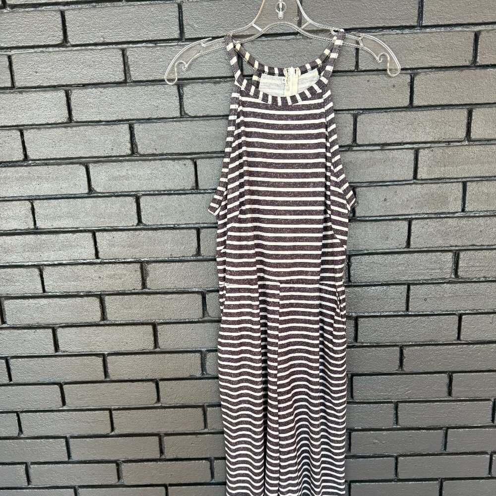 Striped Cropped Wide Leg Sleeveless Jumpsuit – Size Medium